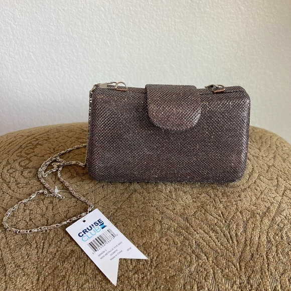 Cruise Club Mini Metallic Chain Cross-Body NWT Evening Hard Shell Bag Purse - Picture 5 of 5